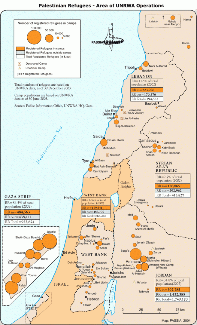 2003 unrwa map of palestinian refugee camps